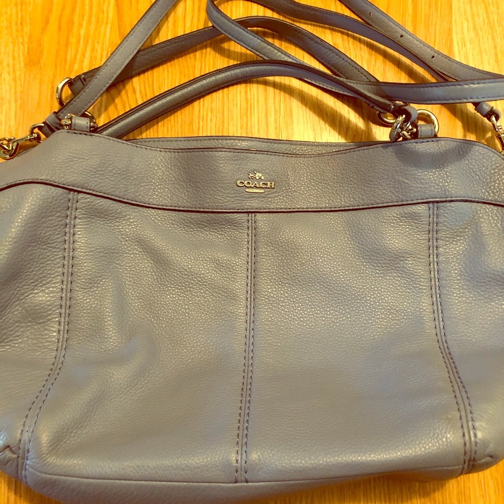 Blue leather Coach purse